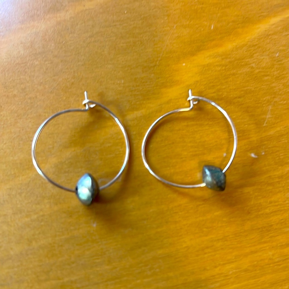 Natalie Borton Small Metal Bead gold Hoops 1”